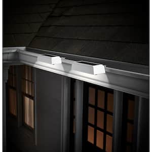 20 Lumen White LED Weather Resistant Outdoor Solar Gutter Landscape Flood Light (2-Pack)