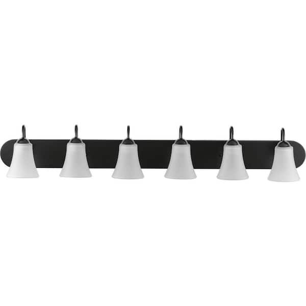 Classic Collection 6-Light Matte Black Etched Glass Traditional Bath Vanity Light