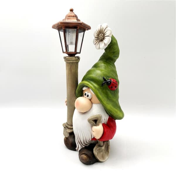 gnome セット Set of 2 Assorted Garden Gnomes with Solar Lanterns