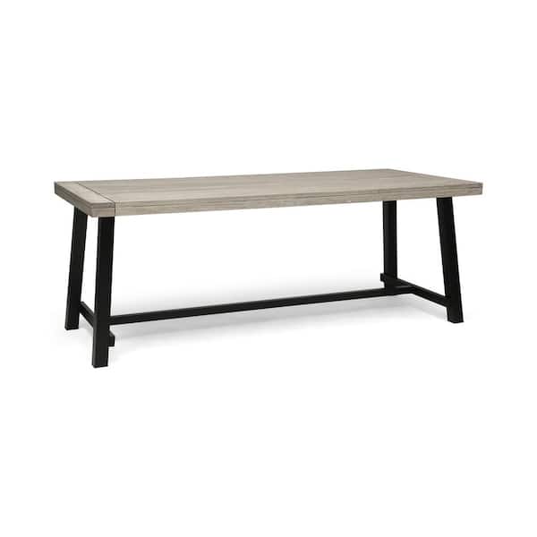 Zeus & Ruta 79 in. W Gray Aluninum Rectangular Outdoor Dining Table for Garden, Backyard and Party