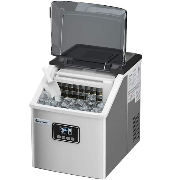 costway 48 lbs stainless self-clean ice maker with lcd display price