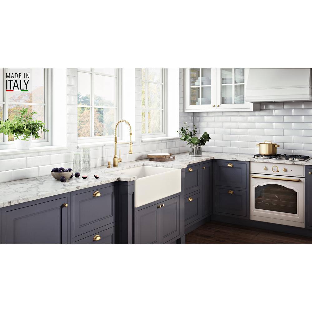 Ruvati 30" Light Biscuit Fireclay Farmhouse Kitchen Sink