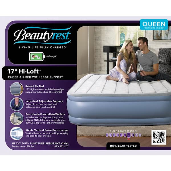 Air Bed Mattress Queen Size 22 with Built-In Electric Pump Raised