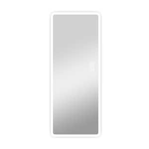 22 in. W x 65 in. H Rectangle Silver Rounded Corners Frameless Full Length Mirror with Dimmable LED Light