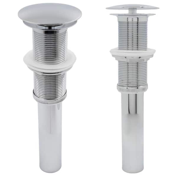 Novatto 1 5 8 In Bathroom Vessel Vanity Sink Umbrella Drain Without Overflow With Matching Mounting Ring Chrome Upd Ch Mr The Home Depot - Delta Bathroom Sink Drain Without Overflow