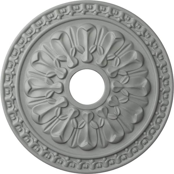 Ekena Millwork 18" x 3-1/2" ID x 1-3/8" Warsaw Urethane Ceiling Medallion (Fits Canopies upto 3-1/2"), Primed White