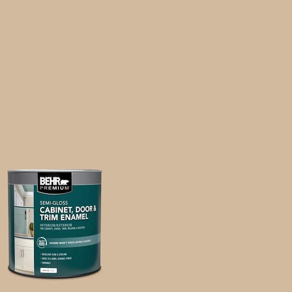 BEHR PREMIUM 1 qt. #S280-3 Practical Tan Semi-Gloss Enamel Interior/Exterior Cabinet, Door & Trim Paint