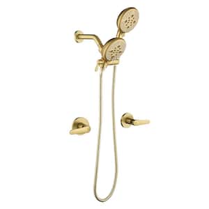 Double Handle 5-Spray Shower Faucet 1.8 GPM with Pressure Balance Anti Scald in. Brushed Gold