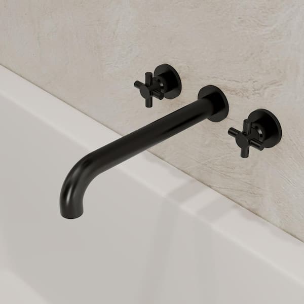 EVERSTEIN Vintage 2-Handle Wall Mount Roman Tub Faucet in Matte Black 2.5 GPM (Valve Included)