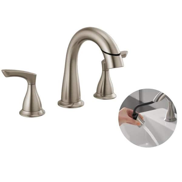 Broadmoor 8 in. Widespread 2-Handle Bathroom Faucet with Pull-Down Spout in SpotShield Brushed Nickel