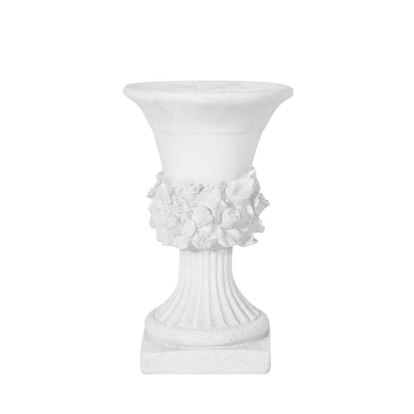 Unbranded 11.75 in. W x 19.5 in. H White Concrete Garden Urn Planter Lightweight Decorative Pots Garden Planter Pots