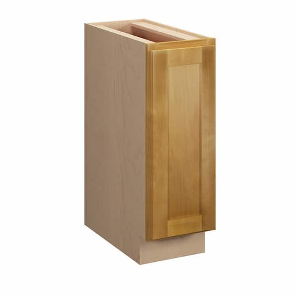 Aberdeen Recessed 9 in. W x 34.5 in. H x 24 in. D in Caramel Plywood Assembled Full Height Door Base Cabinet