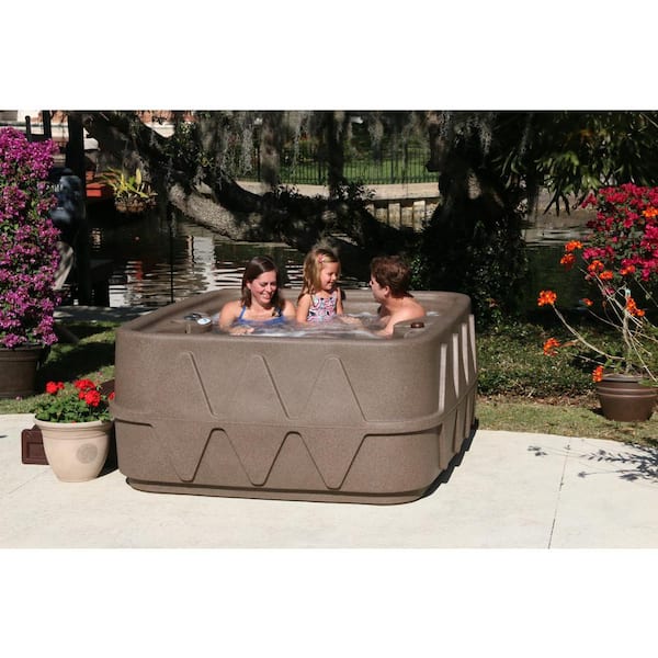 AquaRest Spas Select 400 4-Person Plug and Play Hot Tub with 20 Stainless Jets and LED Waterfall in Brownstone