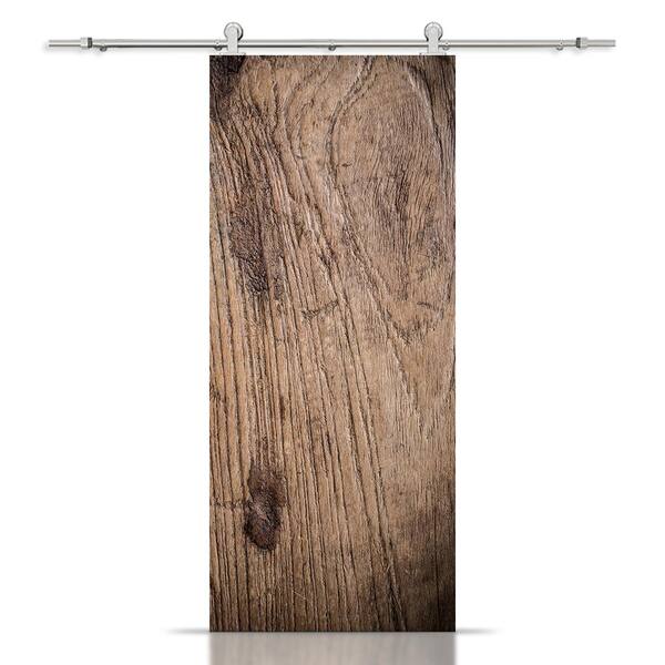 CALHOME 24 in. x 84 in. White Painted Composite MDF Paneled Interior Sliding Barn Door with Hardware Kit