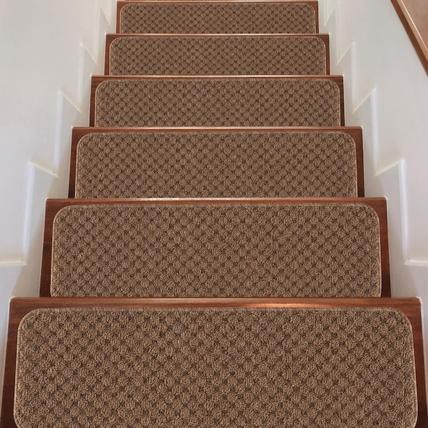 Indoor Non Slip Carpet Stair Treads 8.5"x26" Sets of 7 and 13 Waffle Pattern 
