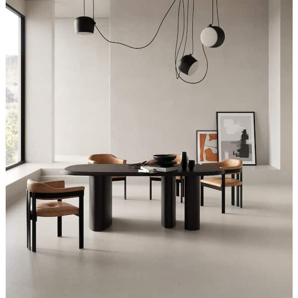 Summit Modern Black Wood 87 in. 3 Legs Dining Table Seats 8