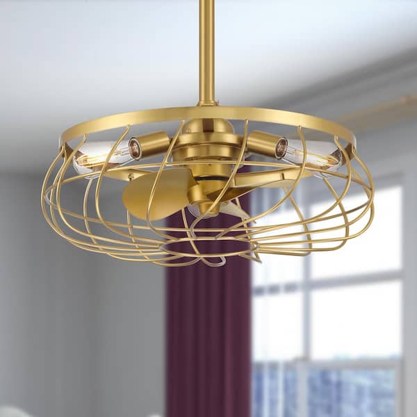 ARRANMORE LIGHTING & FANS Santiago 22 in. Indoor/Outdoor Aged Brass Ceiling Fan with Dimmable Integrated LED Lights and Remote Control