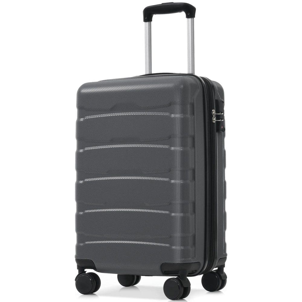 Merax 22.8 in. Gray ABS Hardside Luggage Double Spinner Expandable