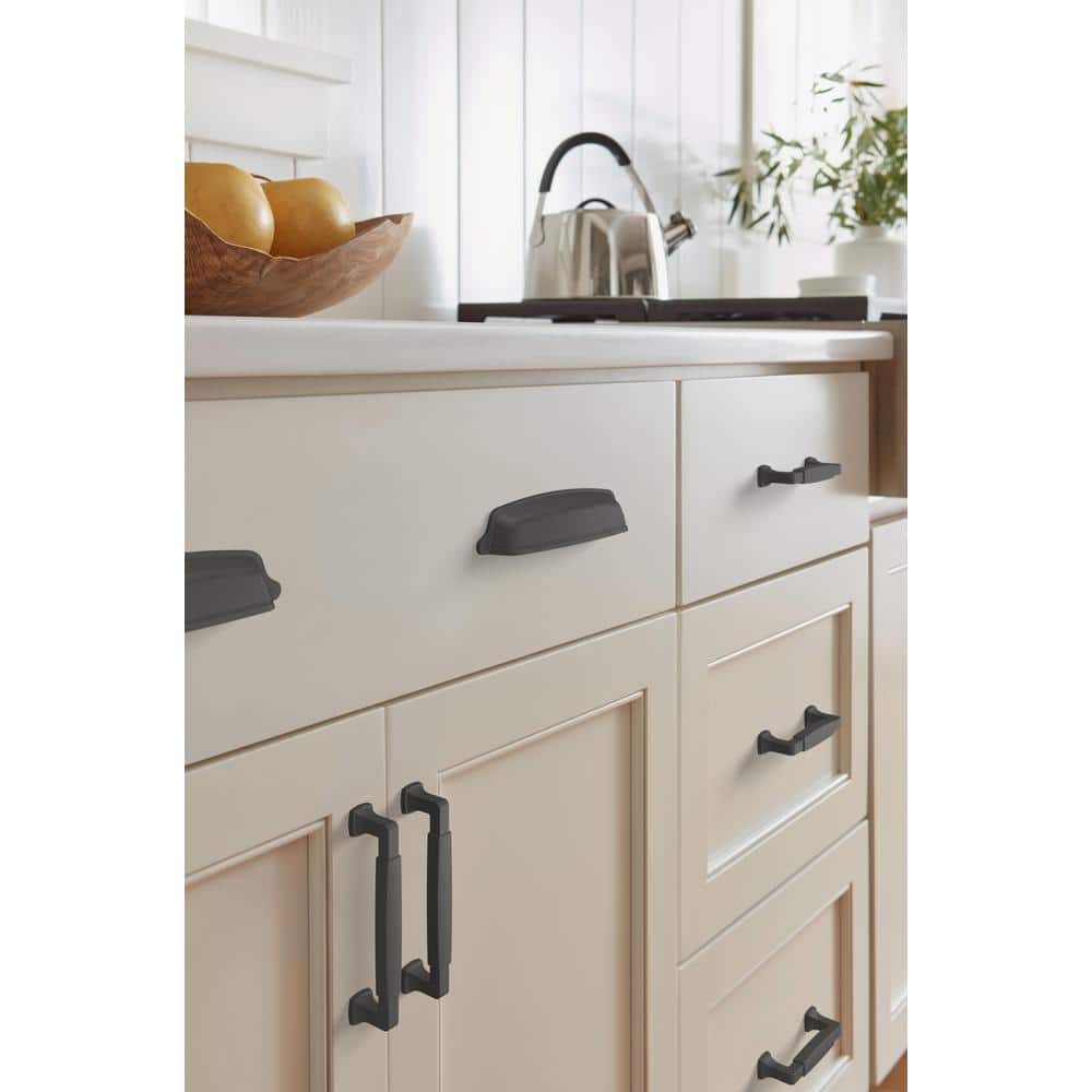Matte Black 3-3/4" Zinc Cabinet Drawer Pull