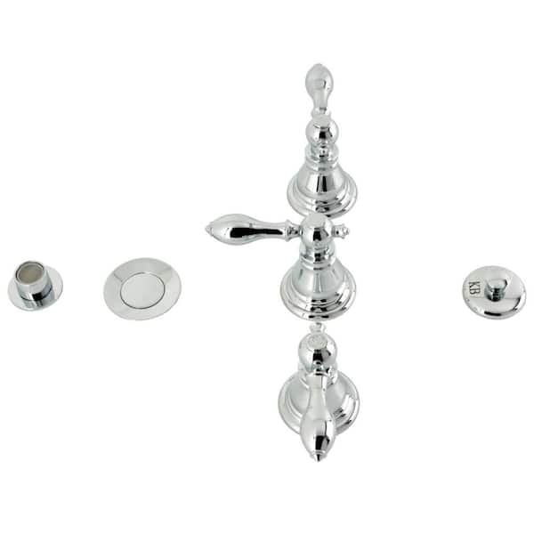 Kingston Brass American Classic 3-Handle Bidet Faucet with Brass Pop-Up in Polished Chrome