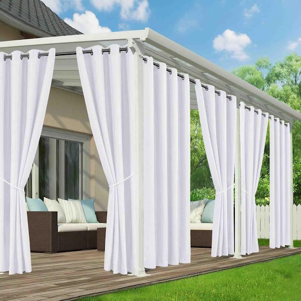 54 in x 84 in Outdoor Curtains for Porch, Gazebo, Pergola, Cabana, Balcony , White (Set of 6)