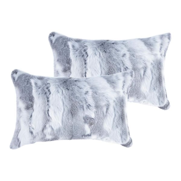 HomeRoots Gray Animal Print Cotton 12 in. x 20 in. Throw Pillow (Set of 2)