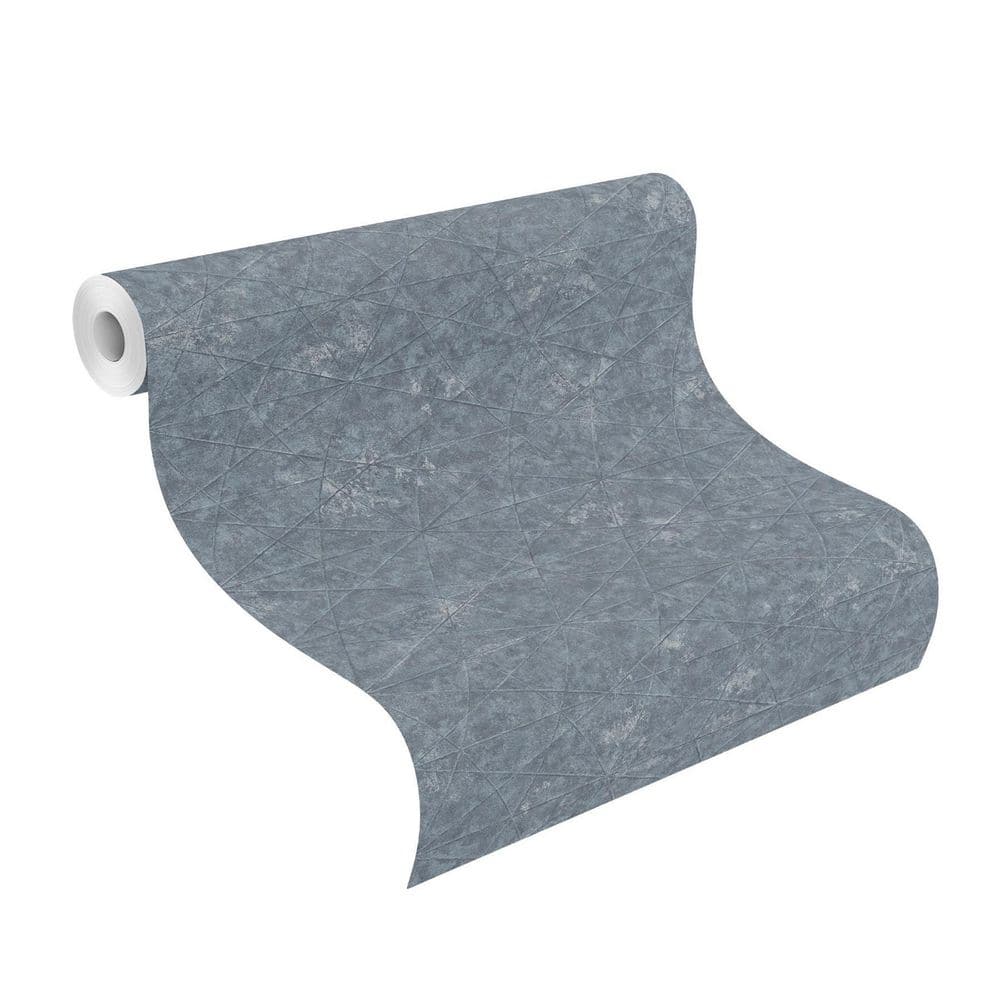 Dark Blue Distressed Geometric Mesh Pattern Non-Pasted Wallpaper