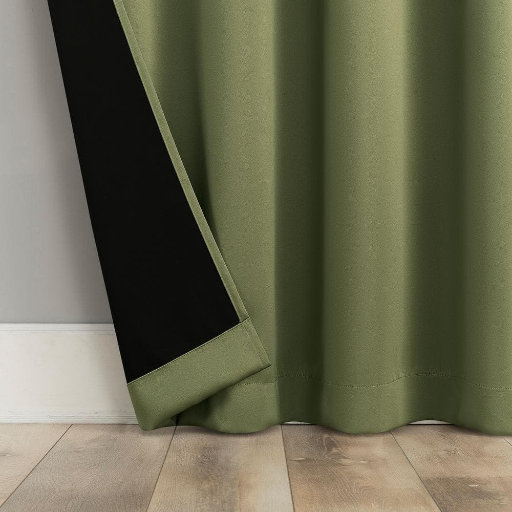 Sage Green Blackout Rod Pocket Curtain Panel 52" x 95"