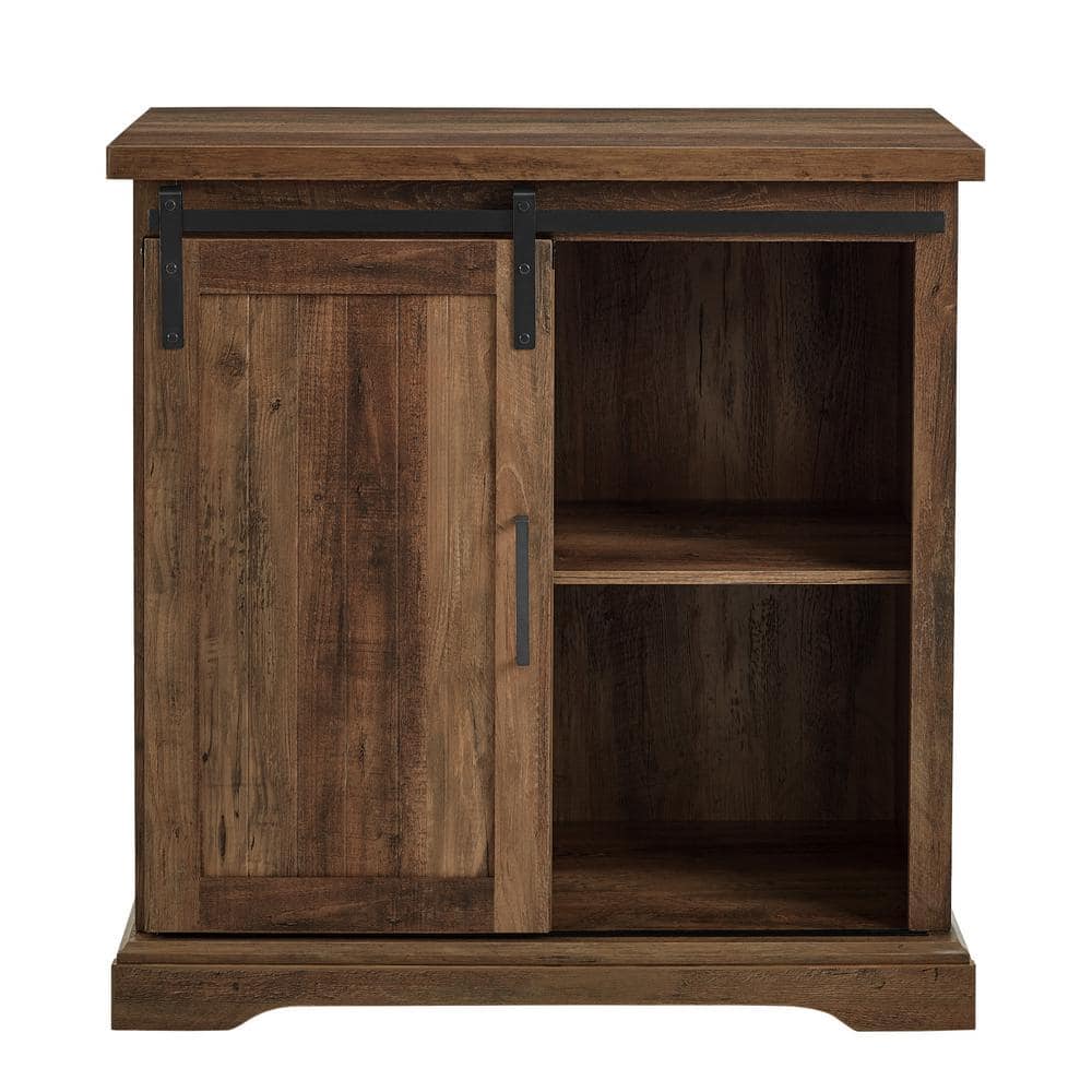 Rustic Oak Sliding Barn Door Accent Cabinet