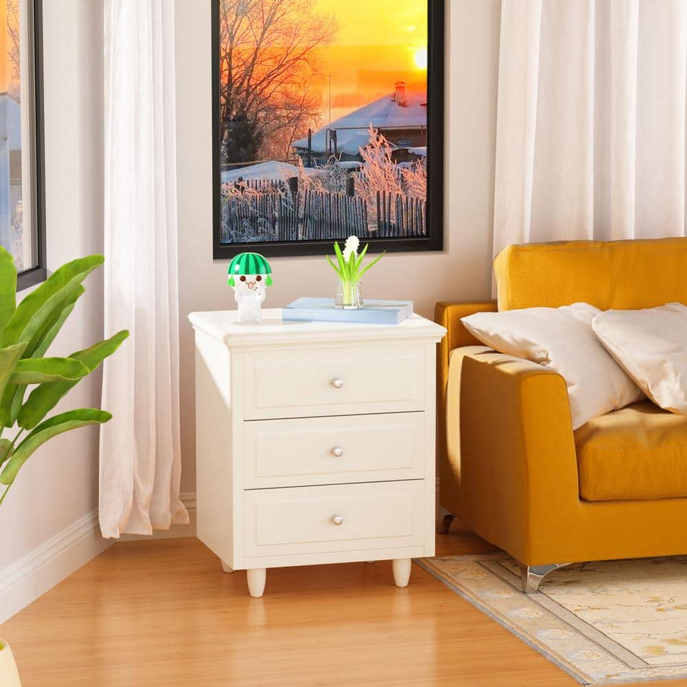 Cassie 3-Drawer White Nightstand 23.6 in. H x 21.6 in. W x 15.7 in. D price history on PriceWatchPro