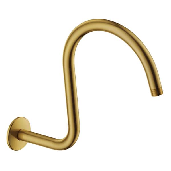 14 in. Shower Arm with Flange in Brushed Brass