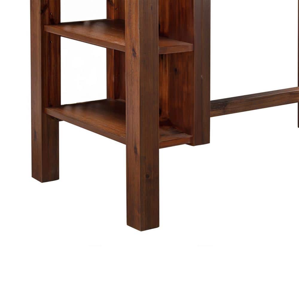 Rustic Chestnut Wire-Brush Reclaimed Wood Rectangular Dining Table