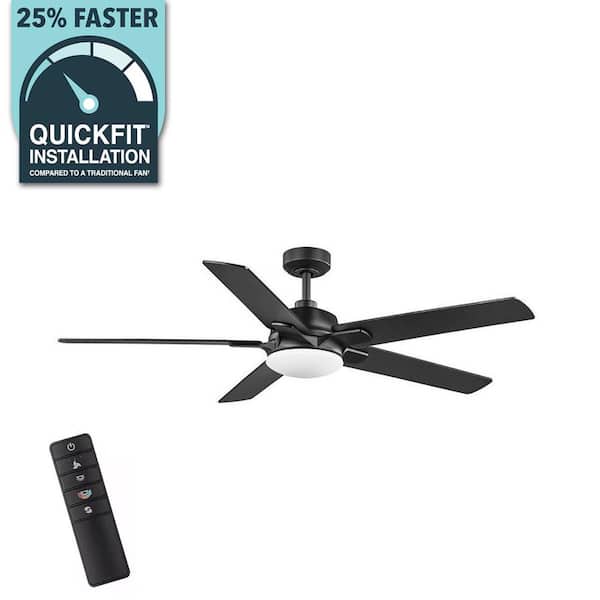 Greenhaven 60 in. White Color Changing LED Matte Black Smart Ceiling Fan with Light Kit and Remote Powered by Hubspace