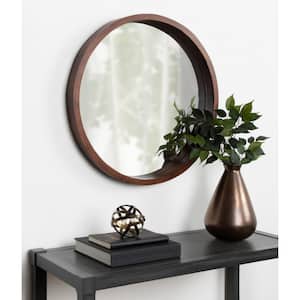 Medium Round Brown Contemporary Mirror (22 in. H x 22 in. W)