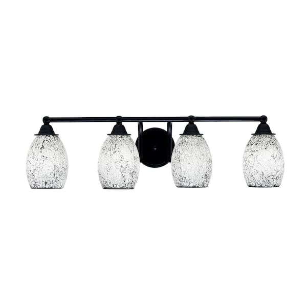 Unbranded Madison 7 in. 4-Light Bath Bar, Matte Black, Black Fusion Glass Vanity Light