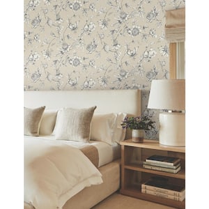 Passion Flower Toile Beige Wallpaper Roll