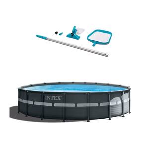 18 ft. x 52 in. Round Metal Frame Pool Ultra XTRA Pool Set and Cleaning Kit with Vacuum, Skimmer and Pole