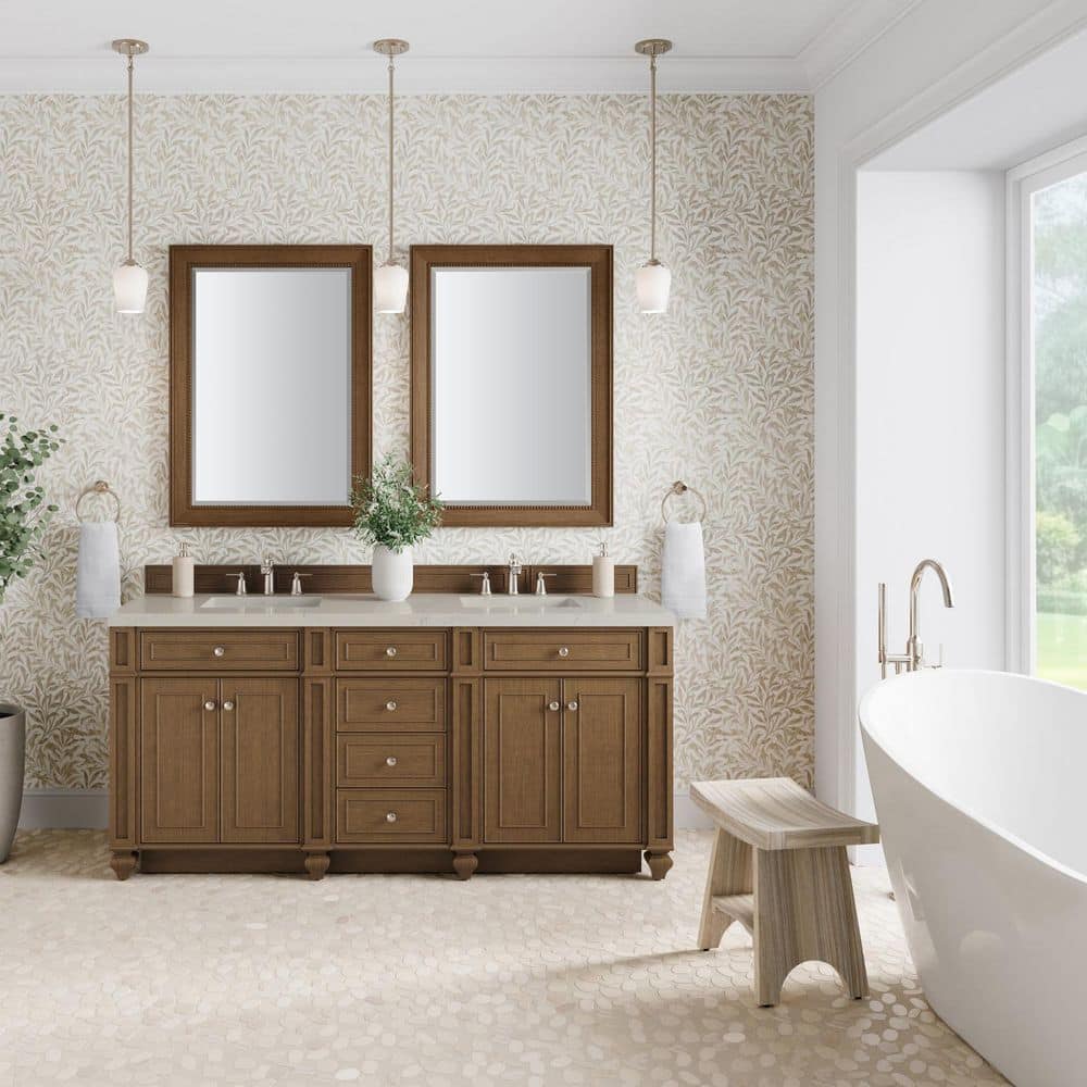 Bristol 72.0 in. Double Bath Vanity in Saddle Brown with Siberian Quartz Top price history on PriceWatchPro