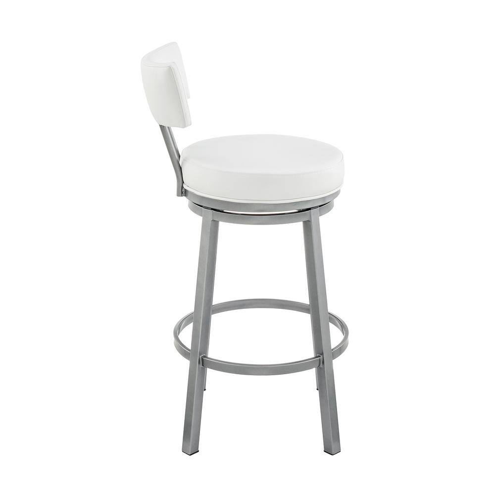 Dalza 26" White Faux Leather Swivel Counter Stool