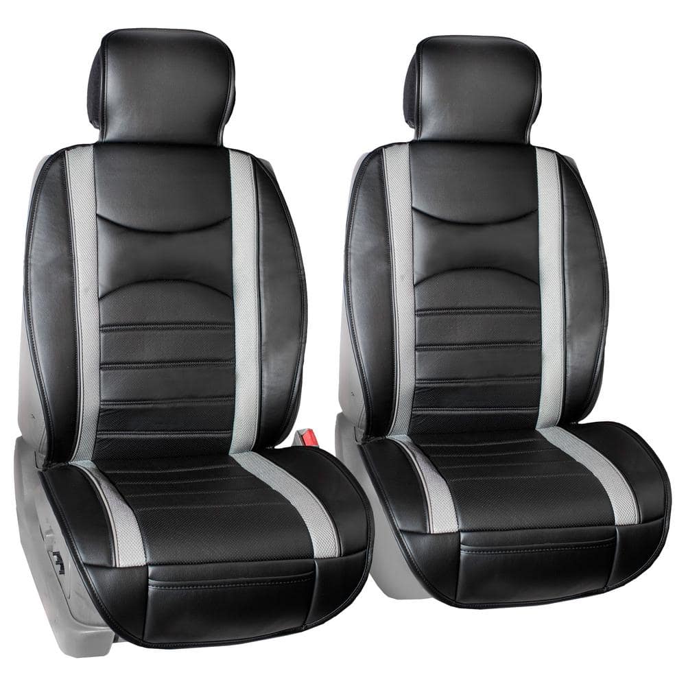 FH Group NeoBlend Leatherette 47 in. x 23 in. x 1 in. Seat Cushions - Front Set, Gray Black -  DMPU207102GRBLK