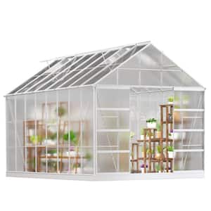 10 ft. x 16 ft. Hobby Greenhouse for Plants, Aluminum Greenhouse Kit, Walk-In Green House with Adjustable Roof Vent