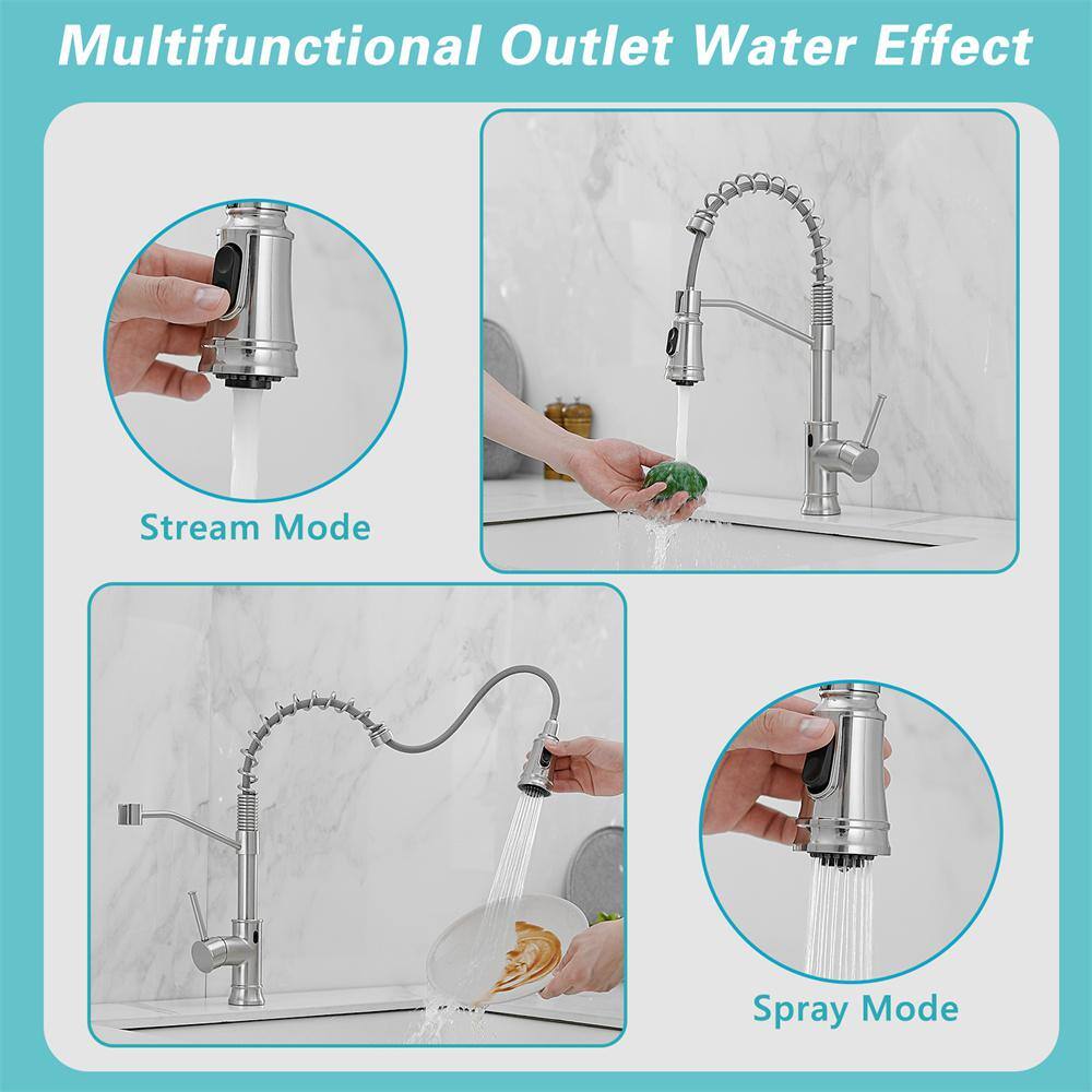 Brushed Nickel Touchless Pull Down Kitchen Faucet with Spray