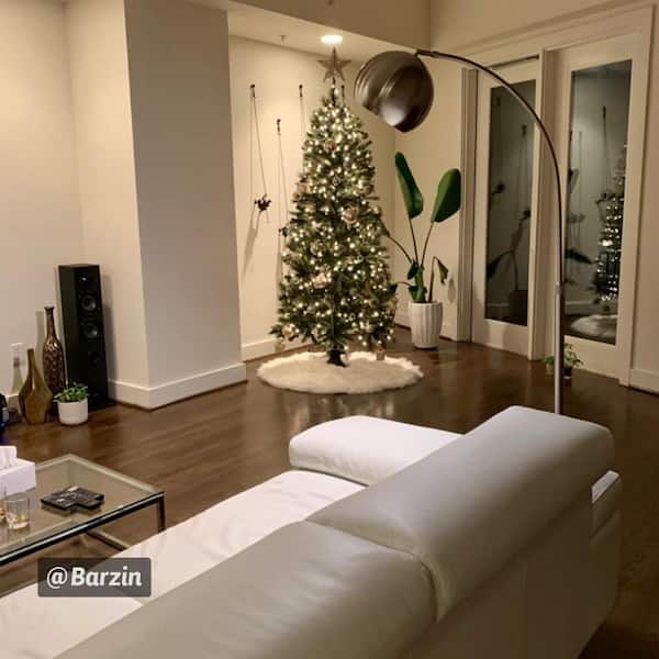 70 in. Nickel Arcing Modern Floor Lamp and Marble with Rotating Shade