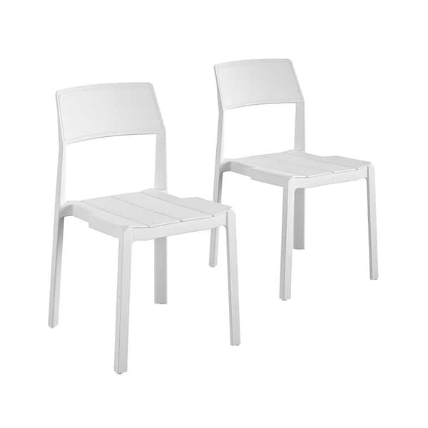 Novogratz Chandler Stacking Indoor/Outdoor Dining Chairs, White (2-Pack)