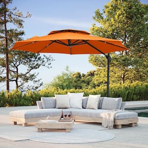 11 ft. Round Patio Cantilever Umbrella With Cover in Orange