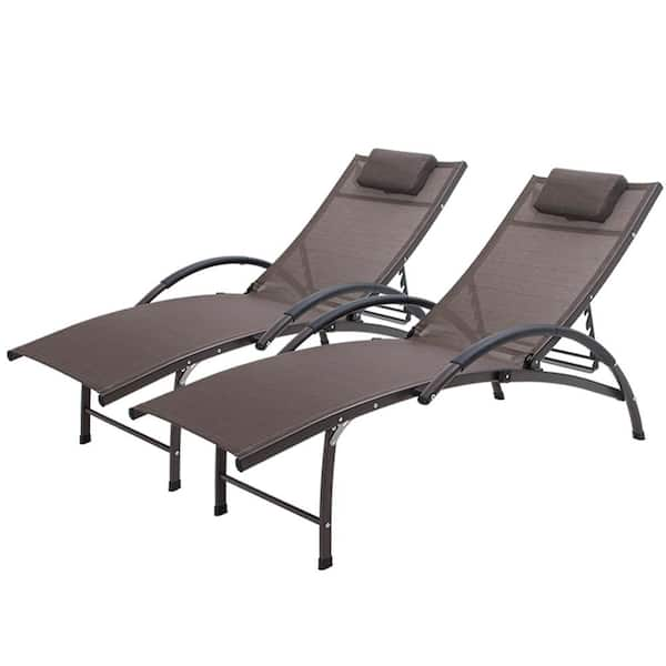 never rust outdoor aluminum sling chaise lounge in brown