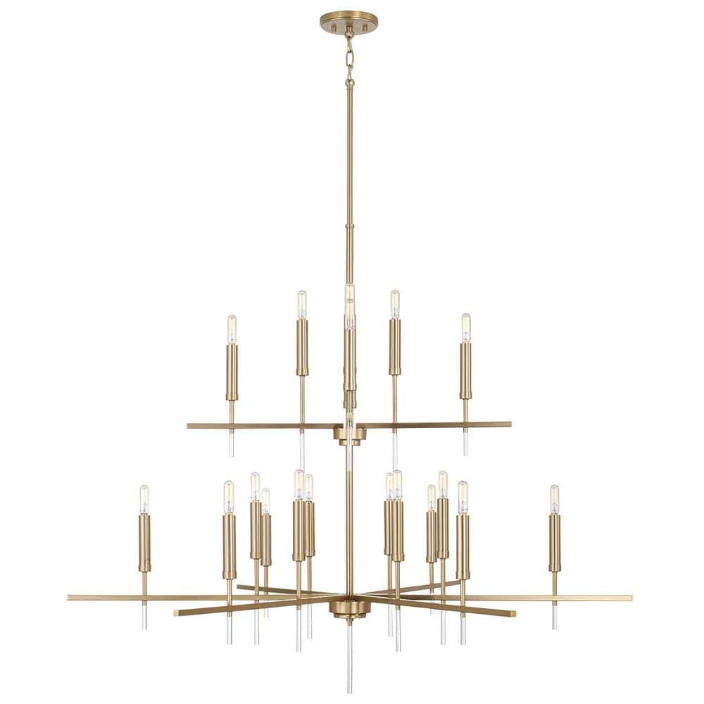 Elora 48 in. 20-Light Matte Brass Two-Tier Chandelier with Acrylic Finial Accents and No Bulbs Included price history on PriceWatchPro