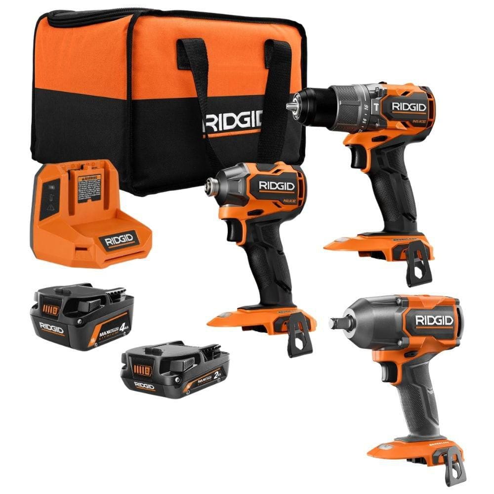 RIDGID 18V NUKE SubCompact Brushless 2-Tool Combo Kit w/ (2) MAX Batteries, & Charger w/ 18V 1/2 in. Mid-Torque Impact Wrench (RNKSCK202R86012)