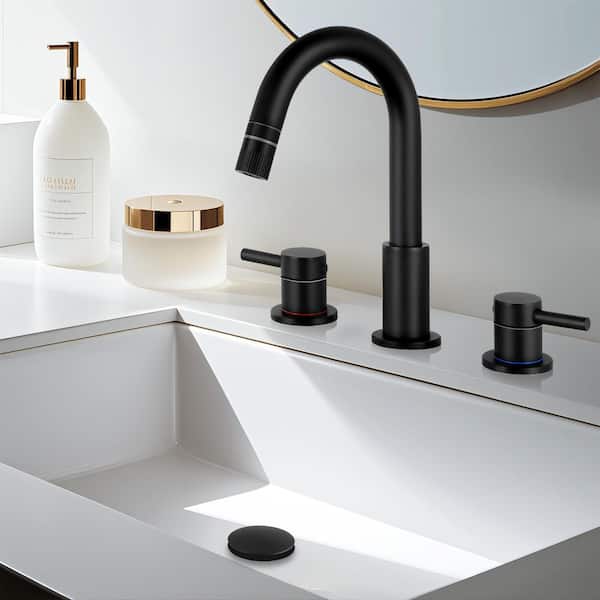 AKLFGN Double Handles 8 in. Widespread Bathroom Sink Faucet 3-Hole