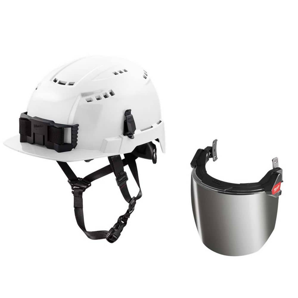 BOLT White Type 2 Class C Front Brim Vented Safety Helmet w/BOLT Mirrored Dual Coat Lens Full Face Shield price history on PriceWatchPro